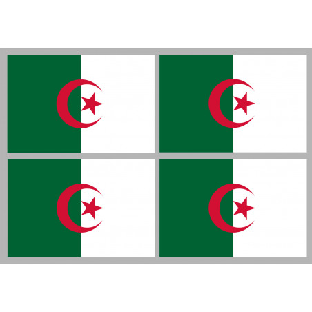 Drapeau Algérie - 4 stickers - 9.5 x 6.3 cm - Autocollant(sticker)