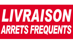 Livraison Arrêts Fréquents - Fond rouge - 30x14 cm - Autocollant(sticker)