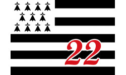 Drapeau Breton 22 - 20x14,5cm - Autocollant(sticker)