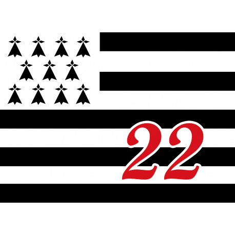 Drapeau Breton 22 - 20x14,5cm - Autocollant(sticker)