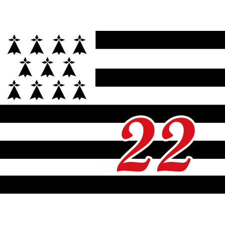 Drapeau Breton 22 - 5x3,5cm - Autocollant(sticker)