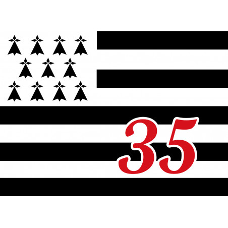 Drapeau Breton 35 - 5x3,5cm - Autocollant(sticker)