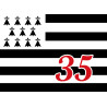 Drapeau Breton 35 - 5x3,5cm - Autocollant(sticker)