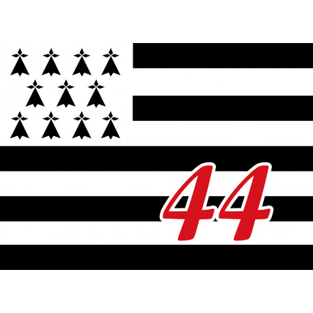 Drapeau Breton 44 - 5X3,5cm - Autocollant(sticker)