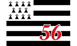 Drapeau Breton 56 - 5x3,5cm - Autocollant(sticker)