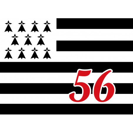 Drapeau Breton 56 - 5x3,5cm - Autocollant(sticker)