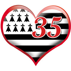 sticker / autocollant : coeur breton 35 - 20x23cm - Sticker/autocollan