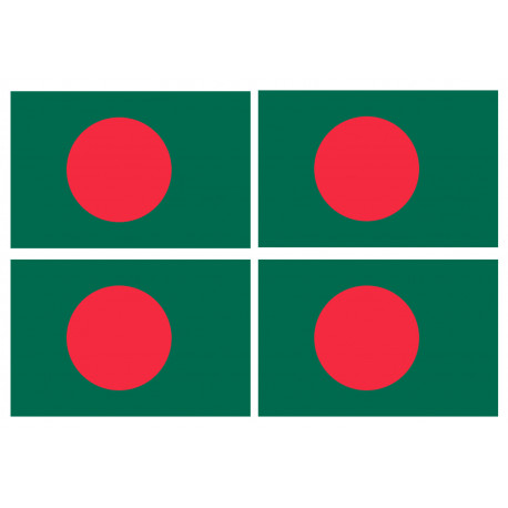 Drapeau Bangladesh - 4 stickers - 9.5 x 6.3 cm - Autocollant(sticker)