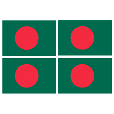 Drapeau Bangladesh - 4 stickers - 9.5 x 6.3 cm - Autocollant(sticker)