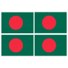 Drapeau Bangladesh - 4 stickers - 9.5 x 6.3 cm - Autocollant(sticker)