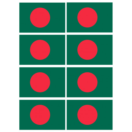 Drapeau Bangladesh - 8 stickers - 9.5 x 6.3 cm - Autocollant(sticker)