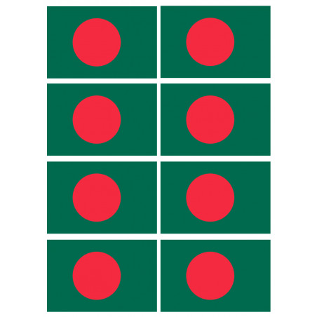 Drapeau Bangladesh - 8 stickers - 9.5 x 6.3 cm - Autocollant(sticker)