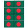 Drapeau Bangladesh - 8 stickers - 9.5 x 6.3 cm - Sticker/autocollant