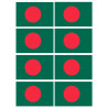 Drapeau Bangladesh - 8 stickers - 9.5 x 6.3 cm - Autocollant(sticker)