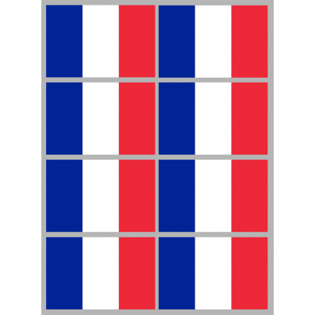 Drapeau France - 8 stickers - 9.5 x 6.3 cm - Autocollant(sticker)