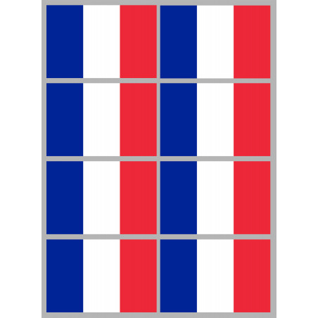 Drapeau France - 8 stickers - 9.5 x 6.3 cm - Autocollant(sticker)