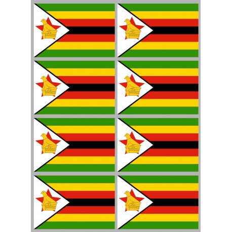 Drapeau Zimbabwe - 8 stickers - 9.5 x 6.3 cm - Autocollant(sticker)