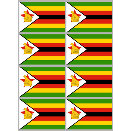 Drapeau Zimbabwe - 8 stickers - 9.5 x 6.3 cm - Sticker/autocollant