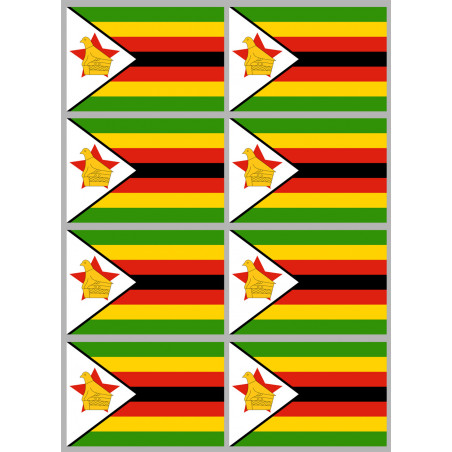 Drapeau Zimbabwe - 8 stickers - 9.5 x 6.3 cm - Autocollant(sticker)