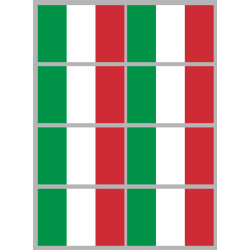 Drapeau Italie - 8 stickers - 9.5 x 6.3 cm - Sticker/autocollant