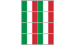 Drapeau Italie - 8 stickers - 9.5 x 6.3 cm - Autocollant(sticker)