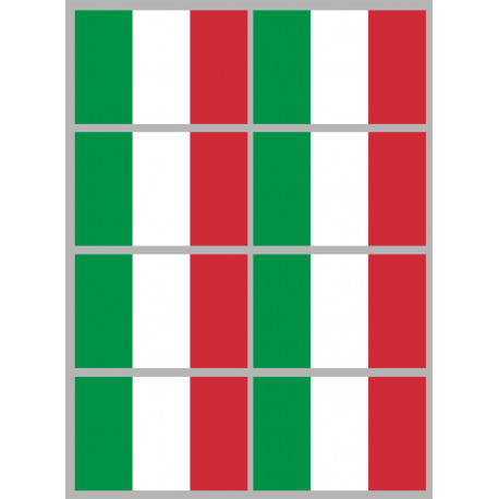 Drapeau Italie - 8 stickers - 9.5 x 6.3 cm - Autocollant(sticker)