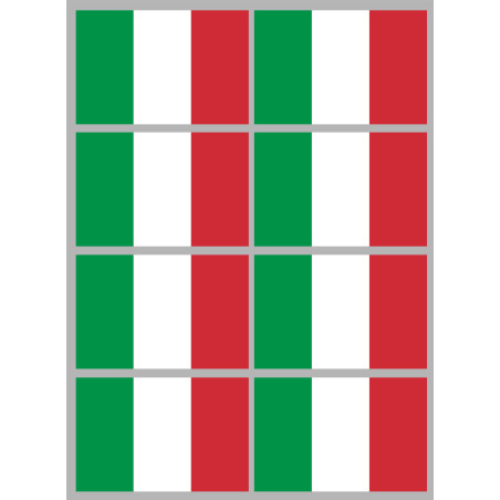 Drapeau Italie - 8 stickers - 9.5 x 6.3 cm - Sticker/autocollant