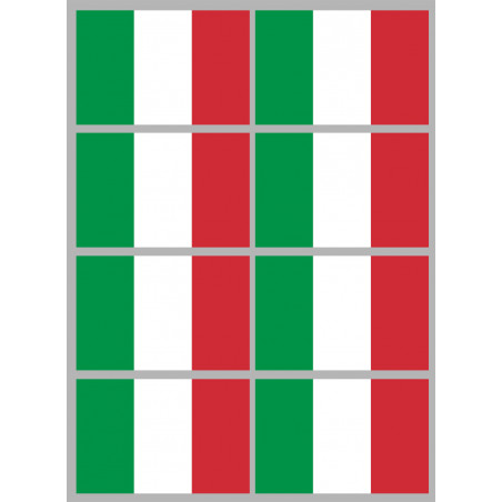 Drapeau Italie - 8 stickers - 9.5 x 6.3 cm - Autocollant(sticker)