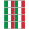 Drapeau Italie - 8 stickers - 9.5 x 6.3 cm - Sticker/autocollant