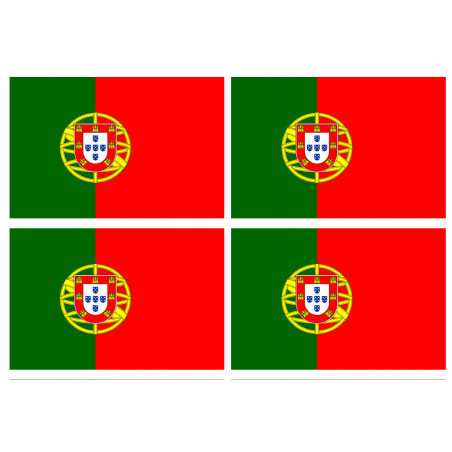 Drapeau Portugal - 4 stickers - 9.5 x 6.3 cm - Autocollant(sticker)