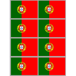 Drapeau Portugal - 8 stickers - 9.5 x 6.3 cm - Sticker/autocollant