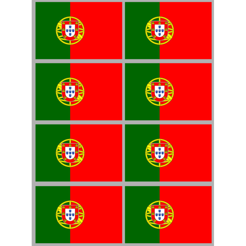 Drapeau Portugal - 8 stickers - 9.5 x 6.3 cm - Sticker/autocollant