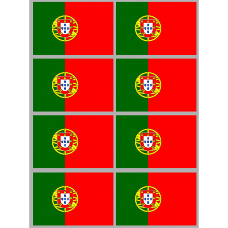 Drapeau Portugal - 8 stickers - 9.5 x 6.3 cm - Autocollant(sticker)