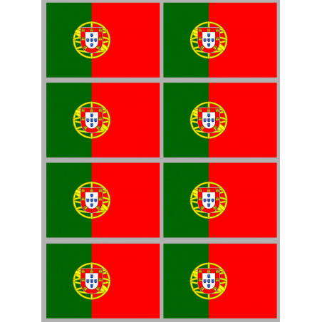 Drapeau Portugal - 8 stickers - 9.5 x 6.3 cm - Autocollant(sticker)