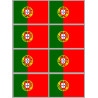 Drapeau Portugal - 8 stickers - 9.5 x 6.3 cm - Sticker/autocollant