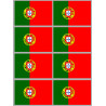 Drapeau Portugal - 8 stickers - 9.5 x 6.3 cm - Autocollant(sticker)