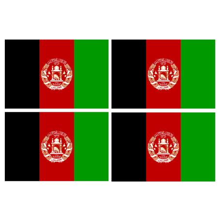 Drapeau Afghanistan - 4 stickers - 9.5 x 6.3 cm - Sticker/autocollant