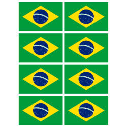 Drapeau Brésilien - 8 stickers - 9.5 x 6.3 cm - Sticker/autocollant