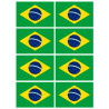 Drapeau Brésilien - 8 stickers - 9.5 x 6.3 cm - Sticker/autocollant