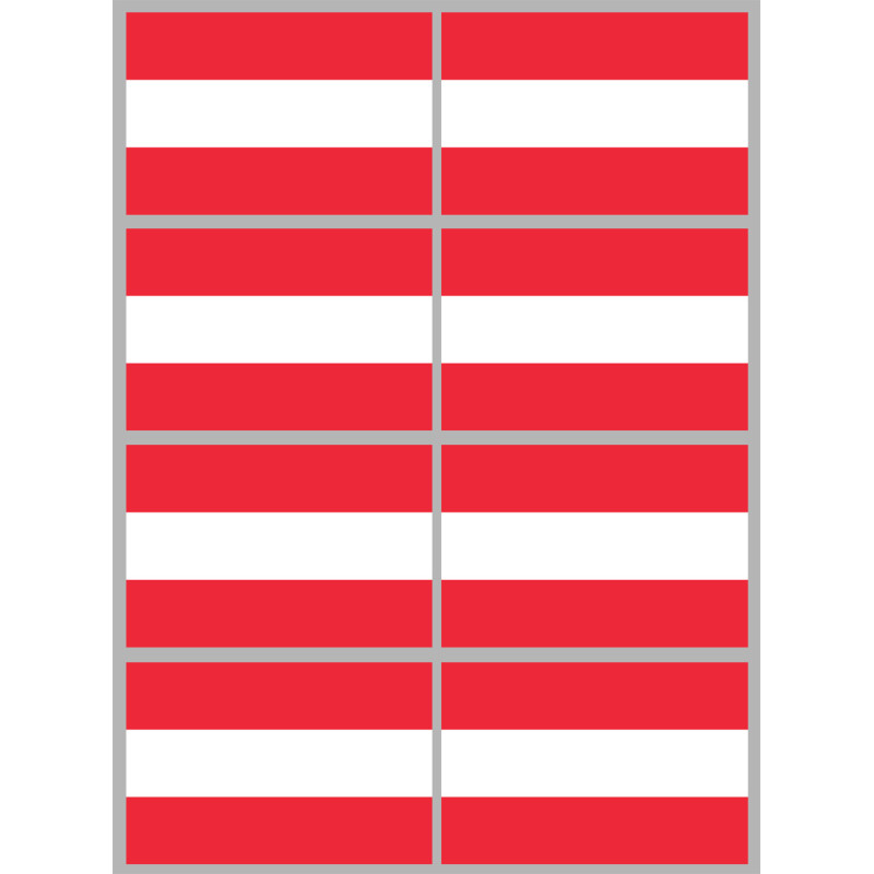 Drapeau Autriche - 8 stickers - 9.5 x 6.3 cm - Sticker/autocollant