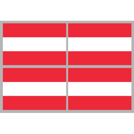 Drapeau Autriche - 4 stickers - 9.5 x 6.3 cm - Sticker/autocollant