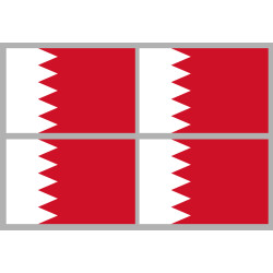Drapeau Bahrain - 4 stickers - 9.5 x 6.3 cm - Sticker/autocollant