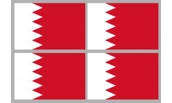 Drapeau Bahrain - 4 stickers - 9.5 x 6.3 cm - Autocollant(sticker)