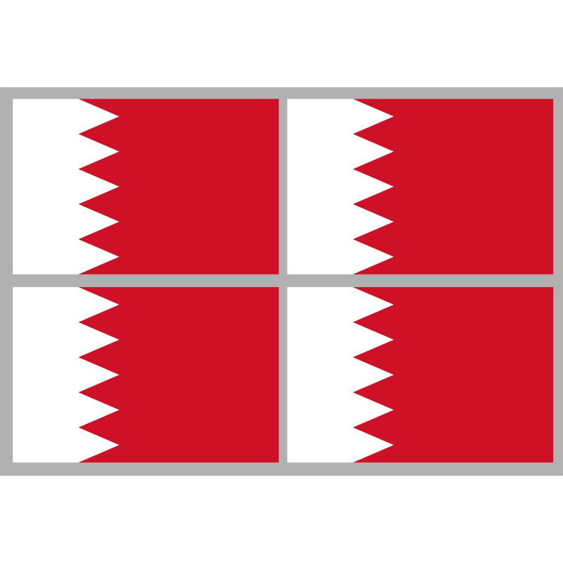 Drapeau Bahrain - 4 stickers - 9.5 x 6.3 cm - Sticker/autocollant