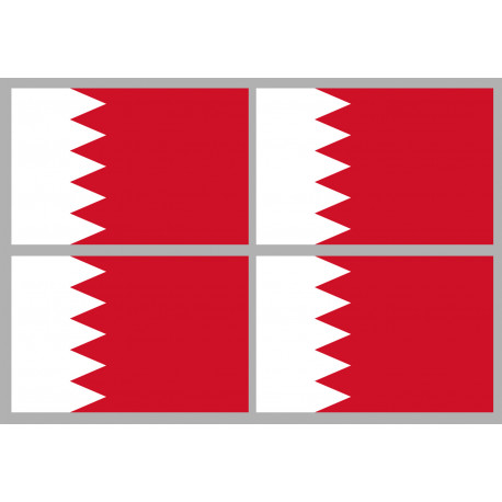 Drapeau Bahrain - 4 stickers - 9.5 x 6.3 cm - Autocollant(sticker)
