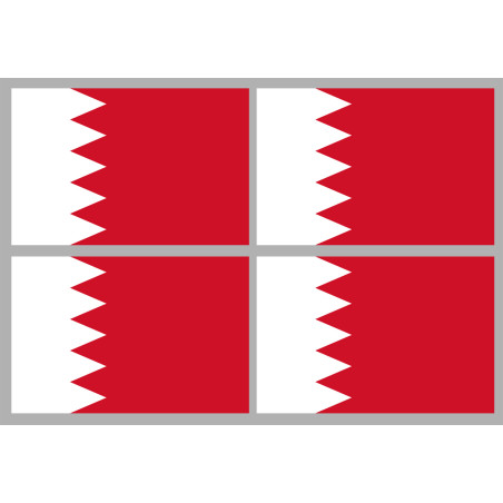 Drapeau Bahrain - 4 stickers - 9.5 x 6.3 cm - Sticker/autocollant