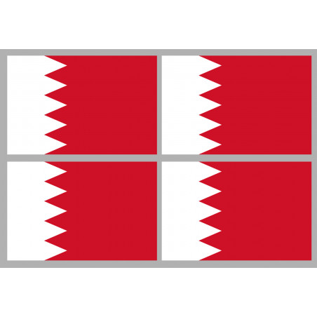 Drapeau Bahrain - 4 stickers - 9.5 x 6.3 cm - Autocollant(sticker)