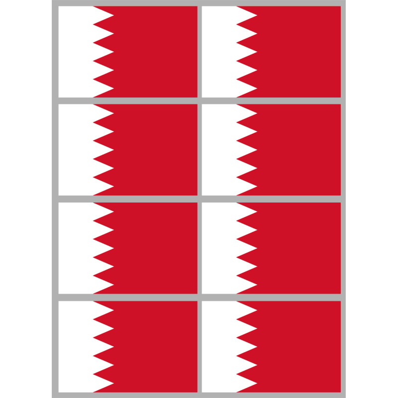 Drapeau Bahrain - 8 stickers - 9.5 x 6.3 cm - Sticker/autocollant