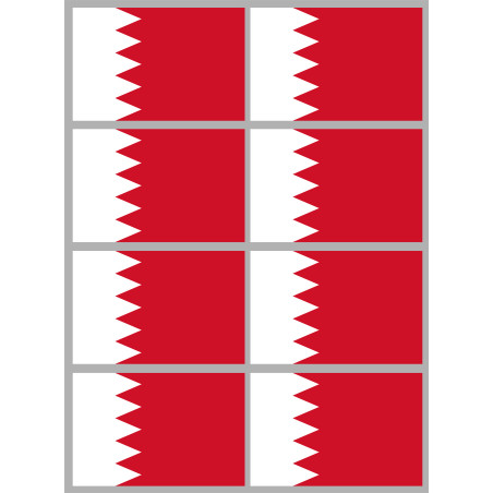 Drapeau Bahrain - 8 stickers - 9.5 x 6.3 cm - Sticker/autocollant