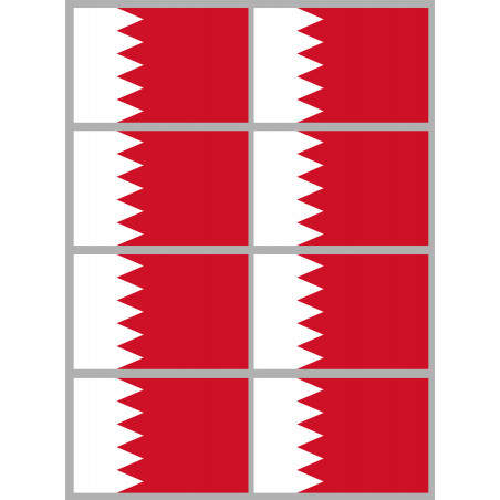 Drapeau Bahrain - 8 stickers - 9.5 x 6.3 cm - Autocollant(sticker)